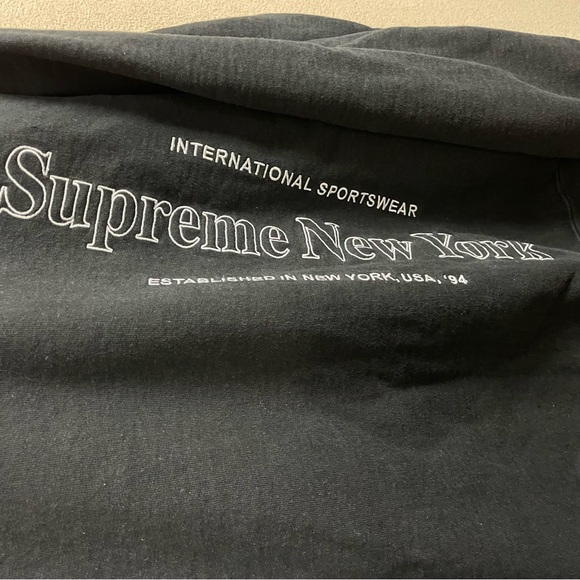 Supreme New York Side Logo Hoodie White on Black - Size Large - Picture 5 of 6